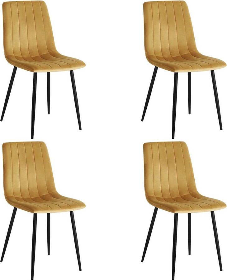 Colenis Eline Eetkamerstoel Set Van 4 Okergeel Velvet