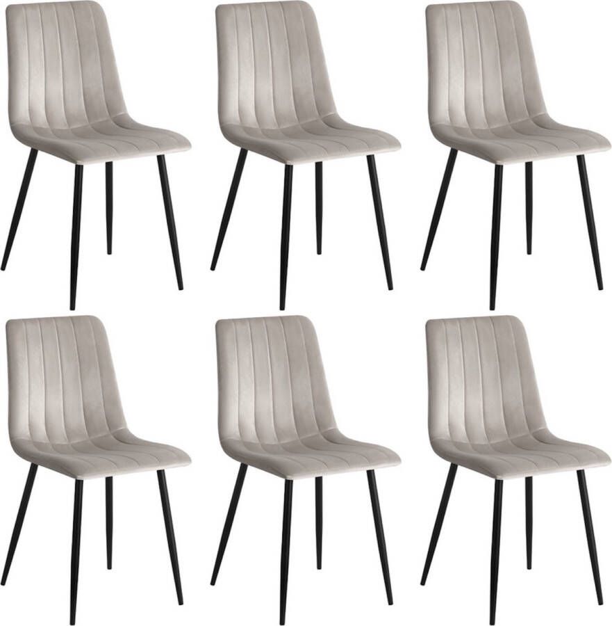 Colenis Eline Eetkamerstoel Set Van 6 Beige Velvet