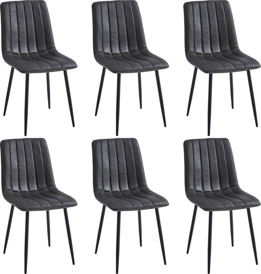 Colenis Eline Eetkamerstoel Set Van 6 Grijs Microfiber