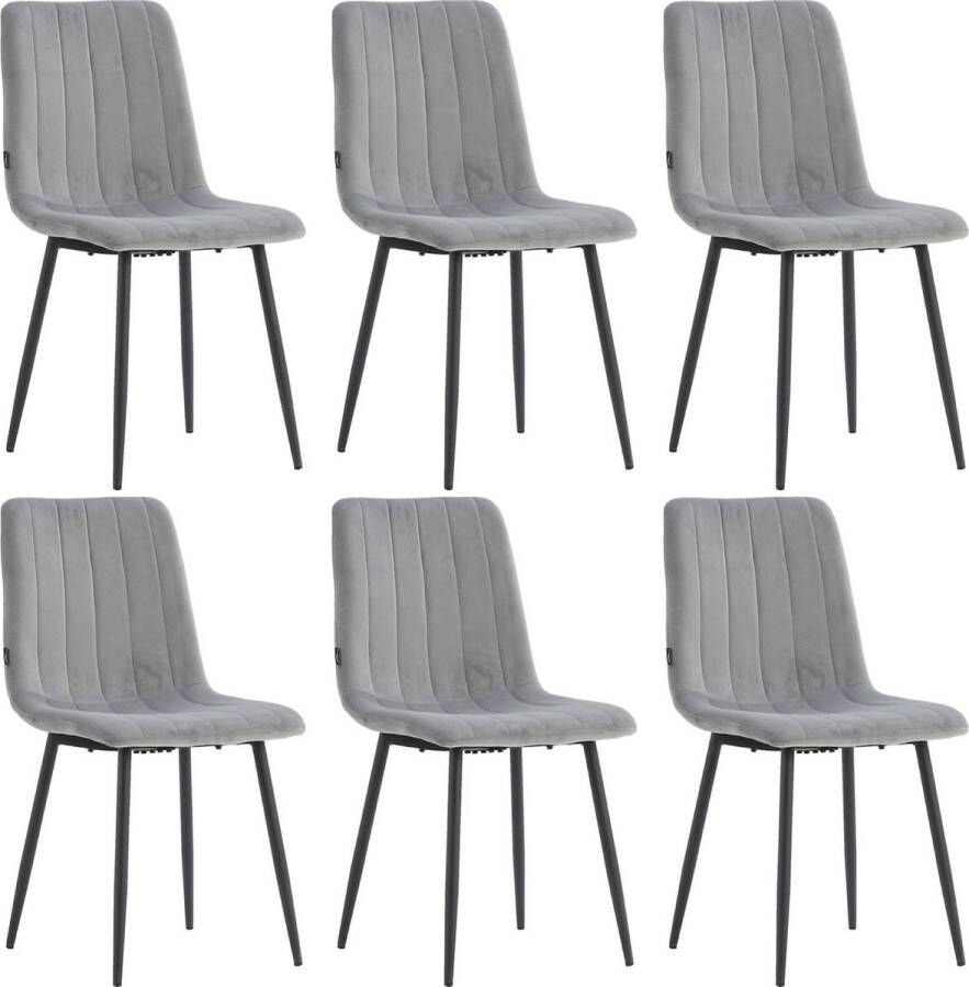 Colenis Eline Eetkamerstoel Set Van 6 Grijs Velvet