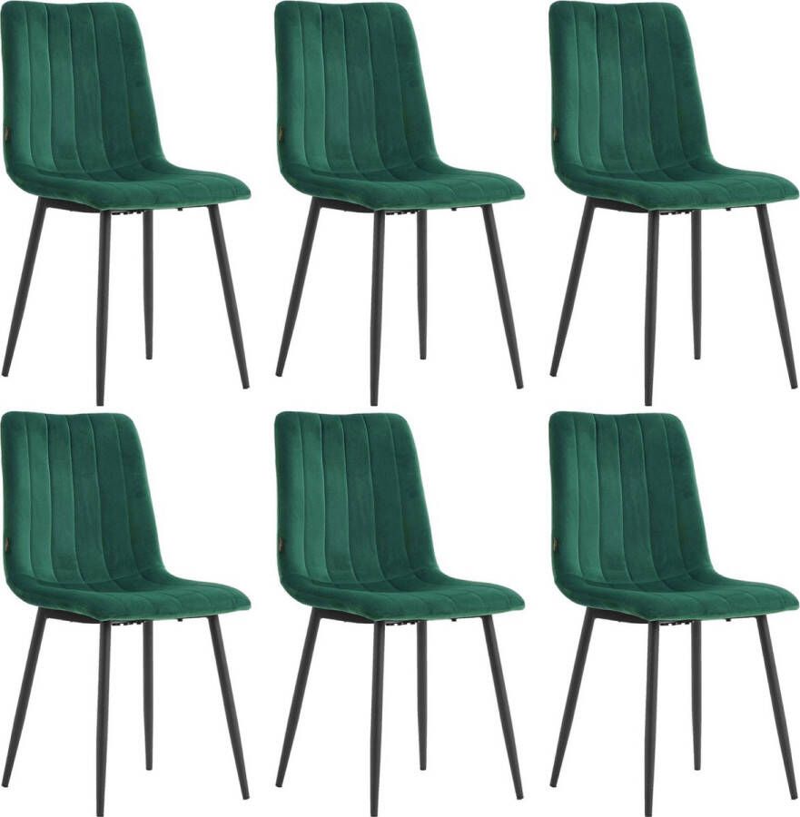 Colenis Eline Eetkamerstoel Set Van 6 Groen Velvet