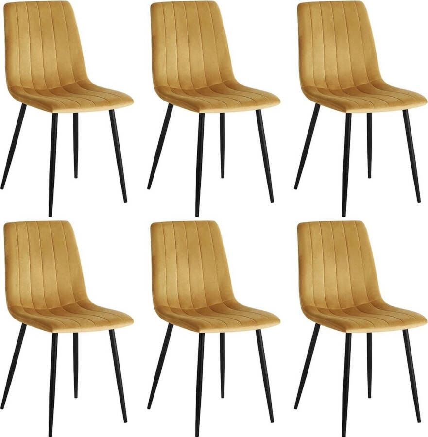 Colenis Eline Eetkamerstoel Set Van 6 Okergeel Velvet