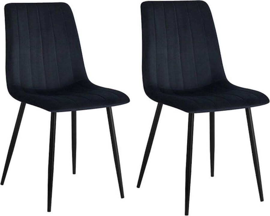 Colenis Eline Eetkamerstoel Zwart Set Van 2 Fluweel Velvet Industrieel