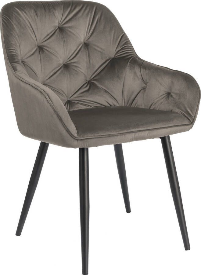 Colenis Emma Eetkamerstoel Antraciet Set Van 6 Fluweel Velvet Industrieel Met armleuning