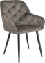 Colenis Emma Eetkamerstoel Antraciet Set Van 6 Fluweel Velvet Industrieel Met armleuning - Thumbnail 2