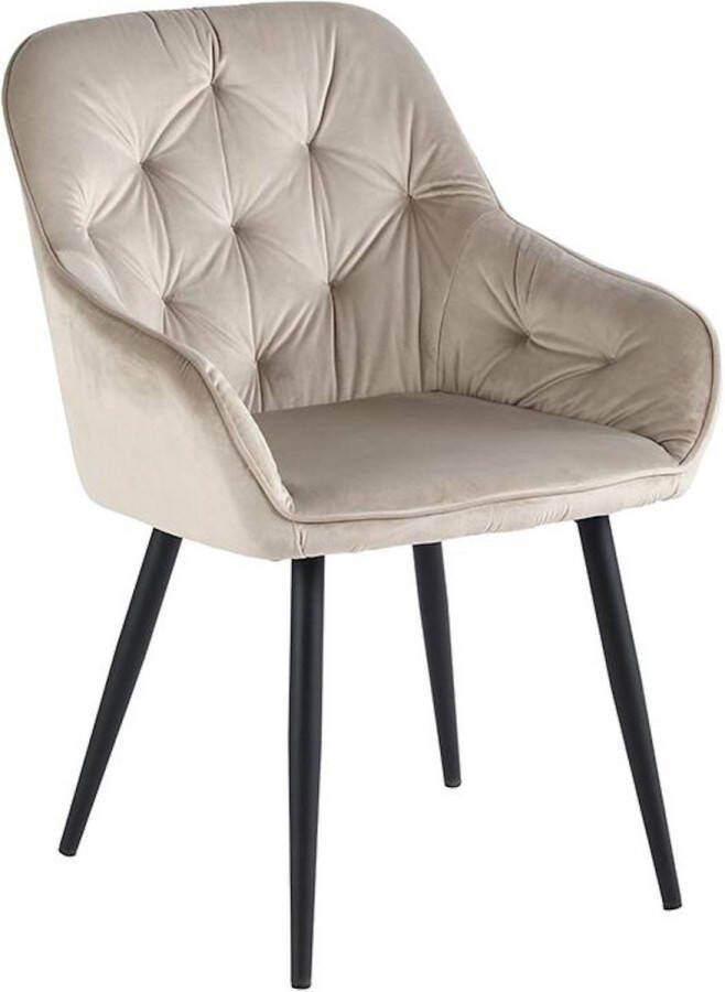 Colenis Emma Eetkamerstoel Set van 2 Beige Fluweel Velvet Industrieel Met armleuning