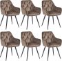 Colenis Emma Eetkamerstoel Bruin Set Van 6 Fluweel Velvet Design Met armleuning - Thumbnail 1