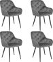 Colenis Emma Eetkamerstoel Donkergrijs Set Van 4 Fluweel Velvet Industrieel Met armleuning - Thumbnail 1