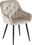 Colenis Iris Eetkamerstoel Set Van 6 Beige Fluweel Met Armleuning - Thumbnail 1