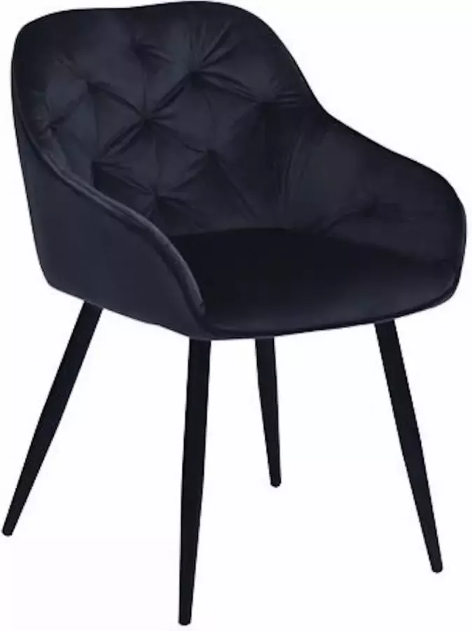 Colenis Emma Eetkamerstoel Set van 2 Zwart Fluweel Velvet Industrieel Met armleuning