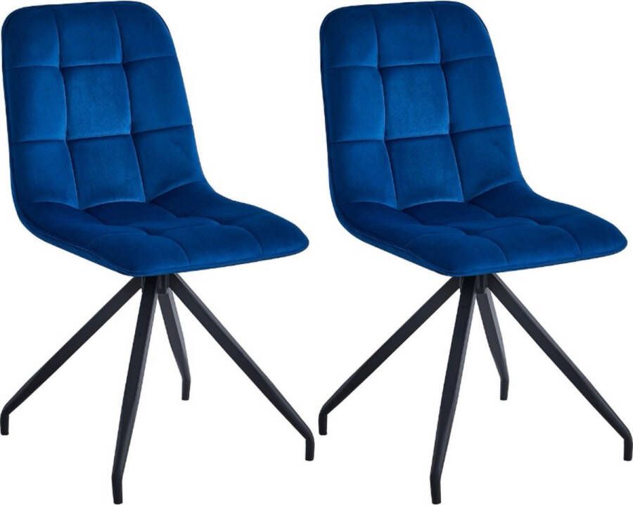 Colenis Farucci Eetkamerstoel Set Van 2 Blauw Velvet X-Poot