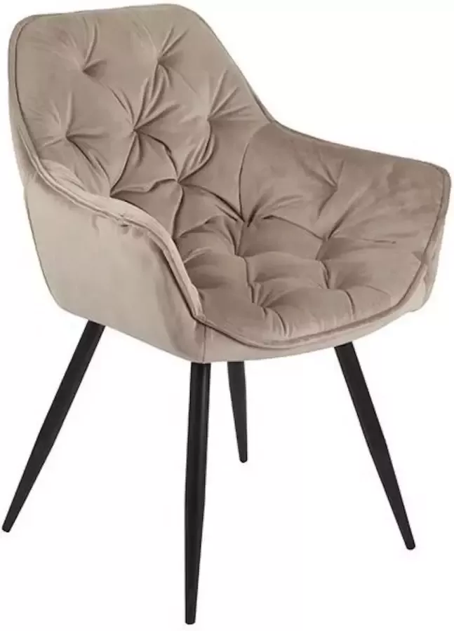 Colenis Iris Eetkamerstoel Beige Fluweel Velvet Design Met armleuning
