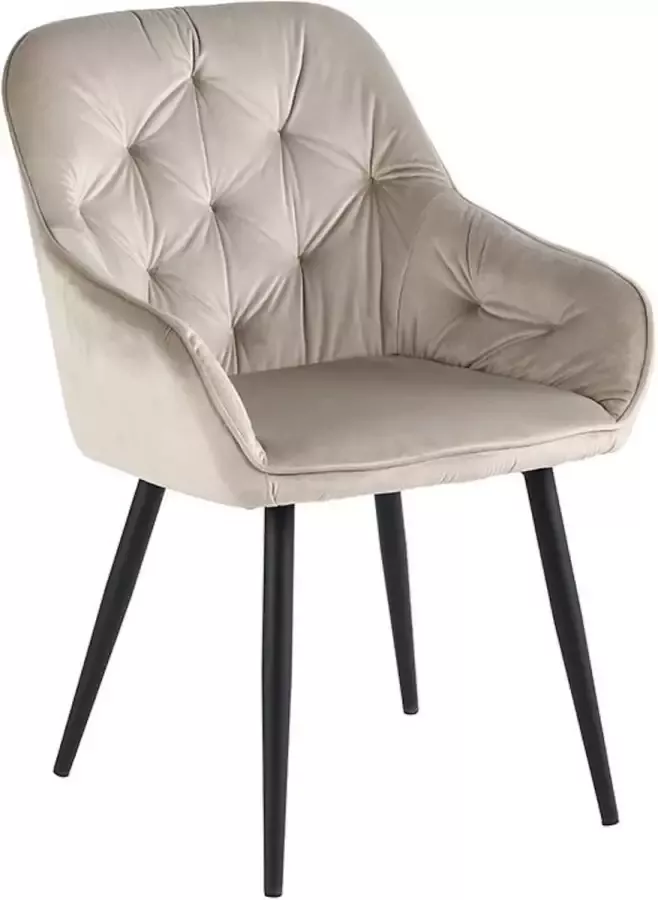 Colenis Iris Eetkamerstoel Beige Fluweel Velvet Industrieel Met armleuning