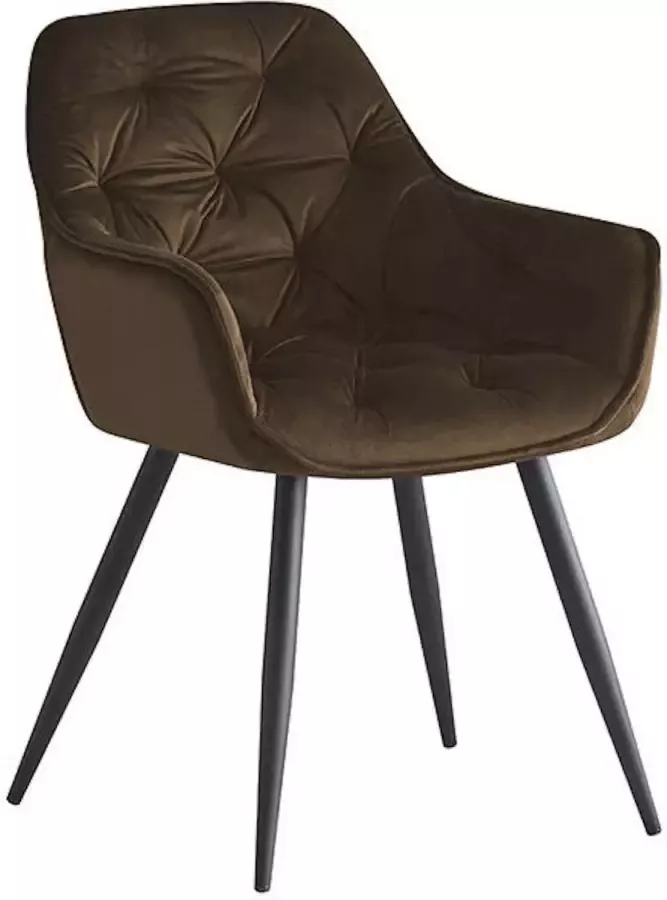 Colenis Iris Eetkamerstoel Bruin Set Van 6 Fluweel Velvet Design Met armleuning
