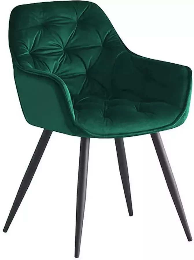 Colenis Iris Eetkamerstoel Groen Fluweel Velvet Design Met armleuning