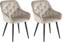 Colenis Emma Eetkamerstoel Set van 2 Beige Fluweel Velvet Industrieel Met armleuning - Thumbnail 2