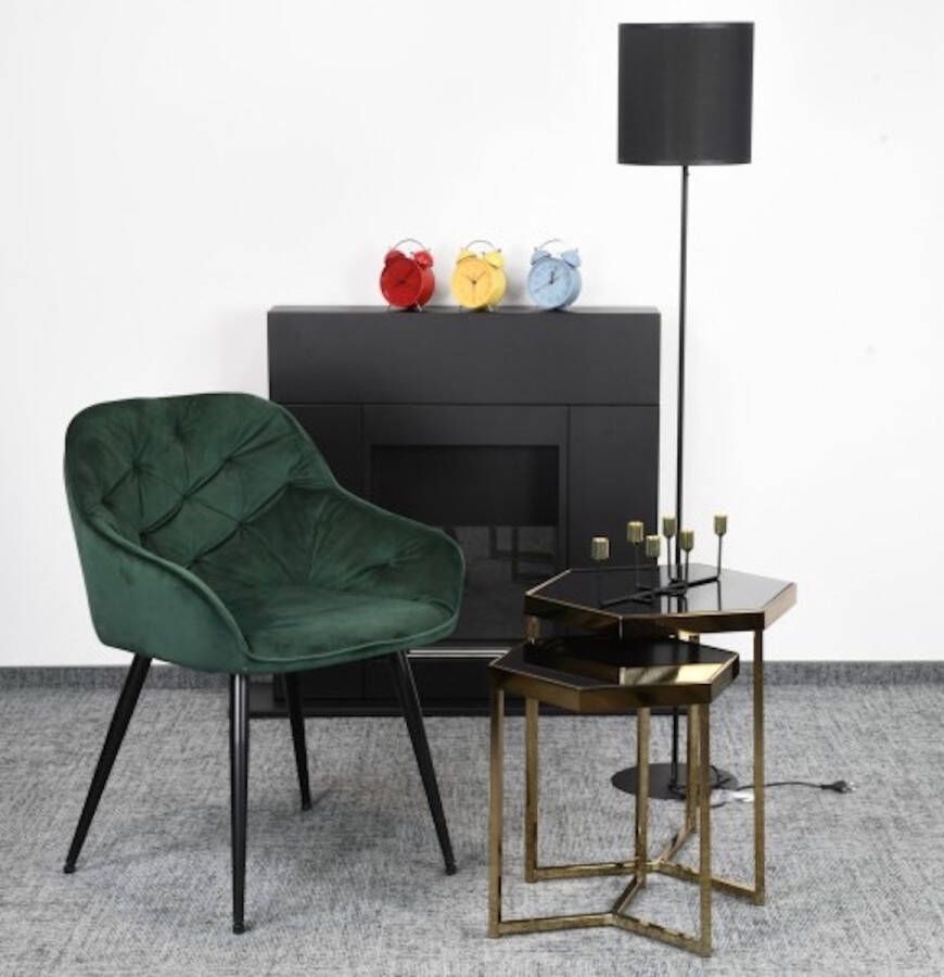 Colenis Iris Eetkamerstoel Set van 2 Groen Fluweel Velvet Met armleuning