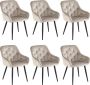 Colenis Iris Eetkamerstoel Set Van 6 Beige Fluweel Met Armleuning - Thumbnail 2