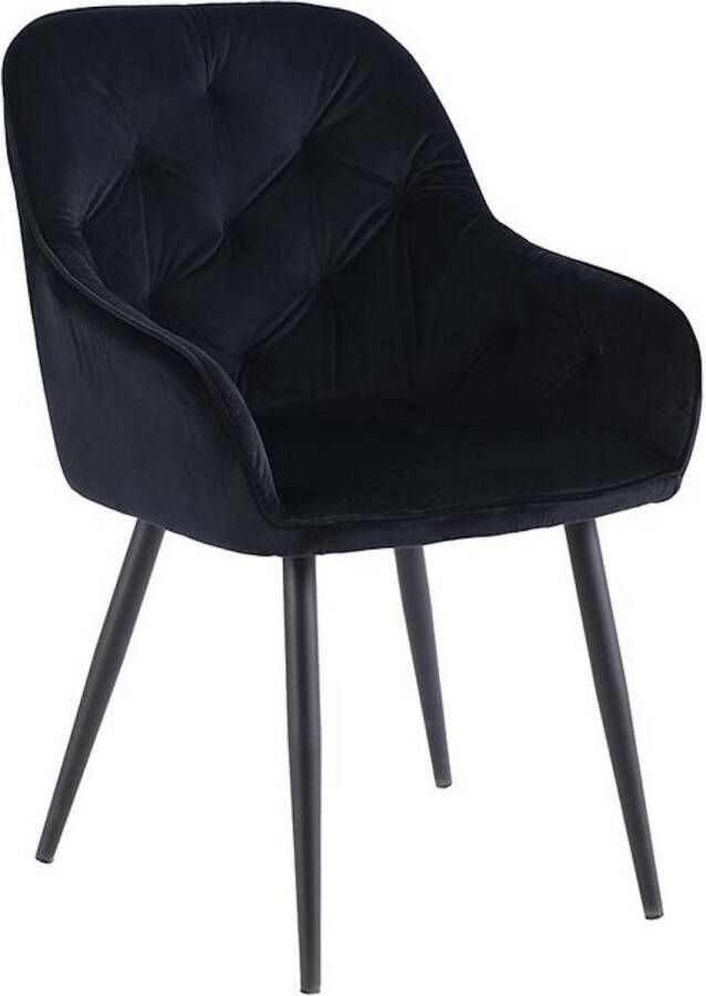 Colenis Iris Eetkamerstoel Zwart Fluweel Velvet Industrieel Met armleuning