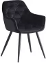 Colenis Emma Eetkamerstoel Zwart Set Van 6 Fluweel Velvet Design Met armleuning - Thumbnail 2