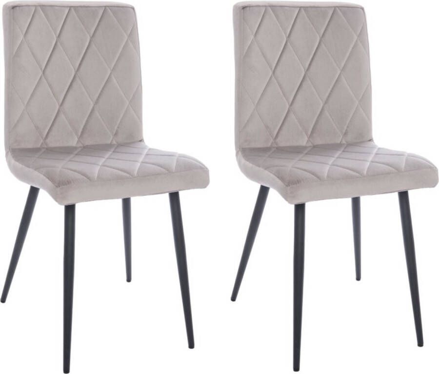 Colenis Anabella Eetkamerstoel Set Van 2 Zwart Fluweel Velvet Industrieel Met armleuning