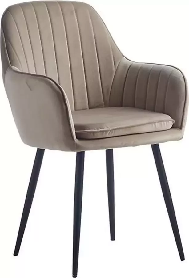 Colenis Lavinia Eetkamerstoel Set Van 2 Beige Fluweel Velvet Industrieel Met armleuning - Foto 2