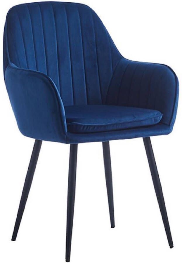 Colenis Lavinia Eetkamerstoel Set Van 2 Blauw Fluweel Velvet Industrieel Met armleuning - Foto 2