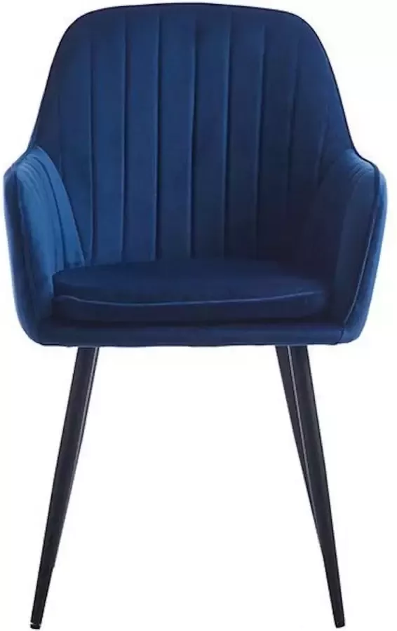 Colenis Lavinia Eetkamerstoel Set Van 2 Blauw Fluweel Velvet Industrieel Met armleuning - Foto 3