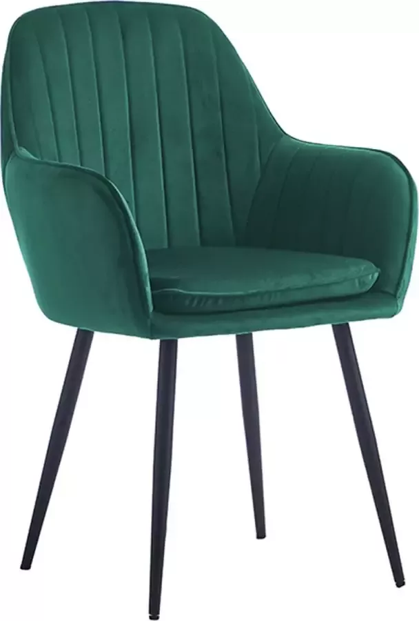 Colenis Lavinia Eetkamerstoel Set van 2 Groen Fluweel Velvet Industrieel Met armleuning - Foto 2