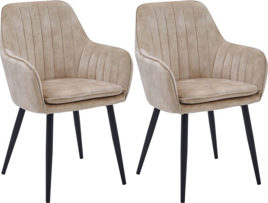 Colenis Lavinia Eetkamerstoel Set Van 2 Beige Adoré Velvet Design