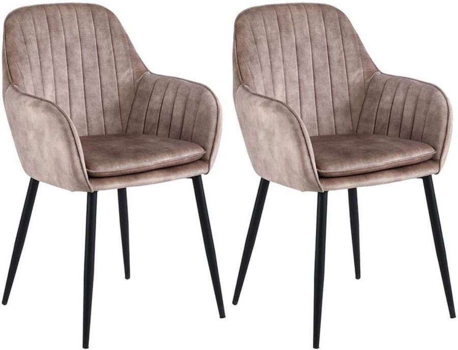 Colenis Lavinia Eetkamerstoel Set van 2 Beige Adorevelevet Industrieel Met armleuning
