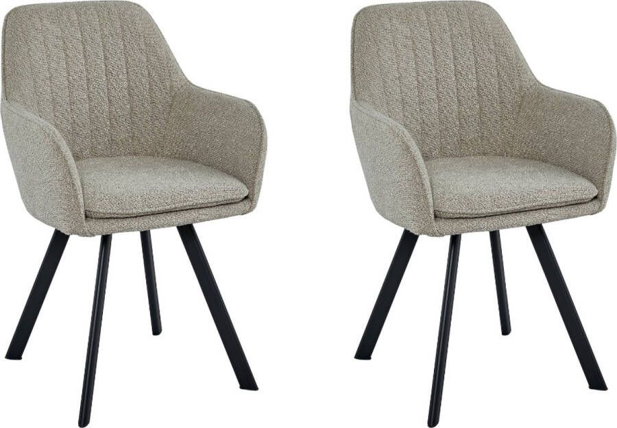 Colenis Lavinia Eetkamerstoel Set Van 2 Beige Bouclé Industrieel - Foto 2