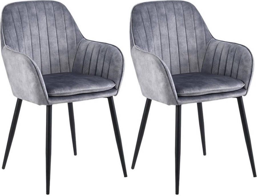 Colenis Lavinia Eetkamerstoel Set Van 2 Grijs Fluweel Industrieel Met armleuning