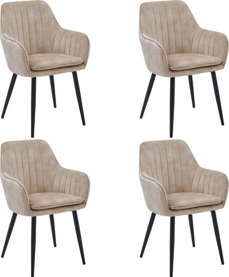Colenis Lavinia Eetkamerstoel Set Van 4 Beige Adoré Velvet Design