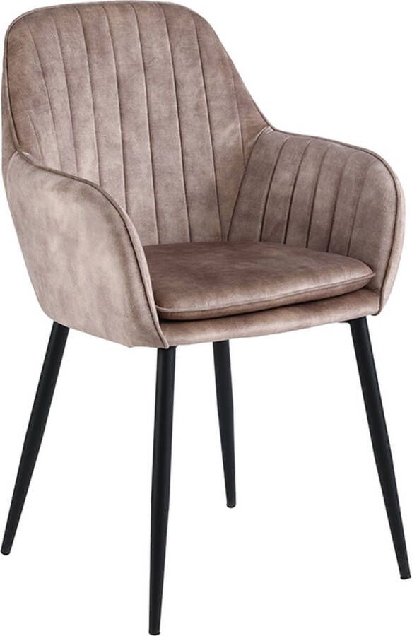 Colenis Lavinia Eetkamerstoel Set Van 4 Beige Adorevelevet Industrieel Met armleuning - Foto 2