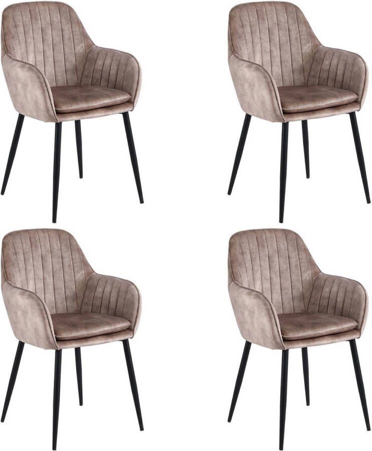 Colenis Lavinia Eetkamerstoel Set Van 4 Beige Adorevelevet Industrieel Met armleuning