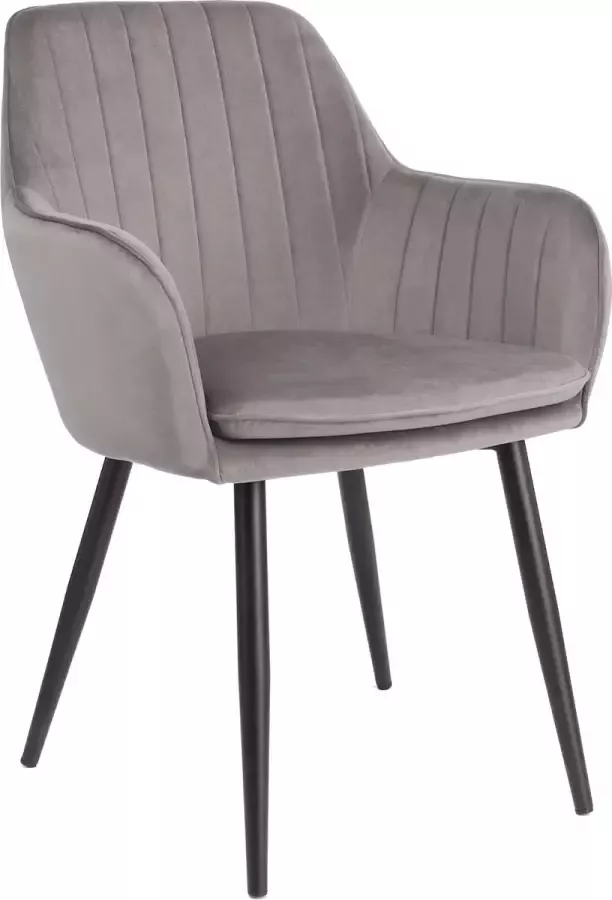 Colenis Lavinia Eetkamerstoel Set Van 4 Grijs Fluweel Velvet Industrieel Met armleuning - Foto 3