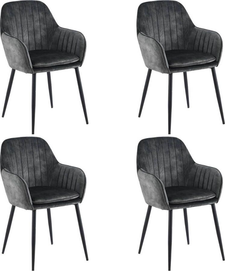 Colenis Lavinia Eetkamerstoel Set Van 4 Groen Adorevelevet Industrieel Met armleuning