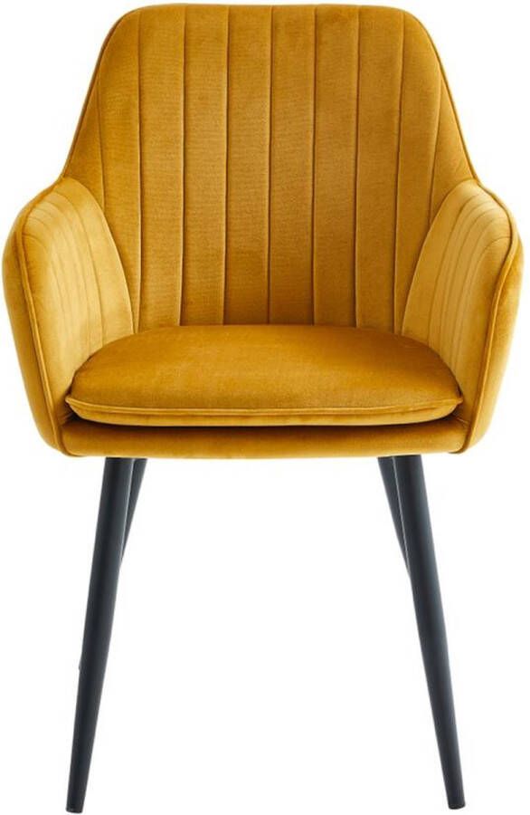 Colenis Lavinia Eetkamerstoel Set Van 4 Okergeel Velvet Industrieel Met armleuning - Foto 2