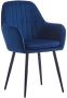 Colenis Lavinia Eetkamerstoel Set van 6 Blauw Velvet Industrieel Met armleuning - Thumbnail 2