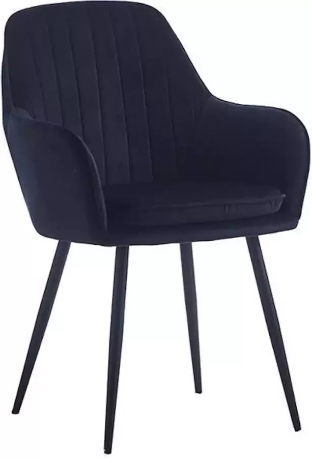 Colenis Lavinia Eetkamerstoel Set Van 2 Zwart Fluweel Velvet Industrieel Met armleuning - Foto 2