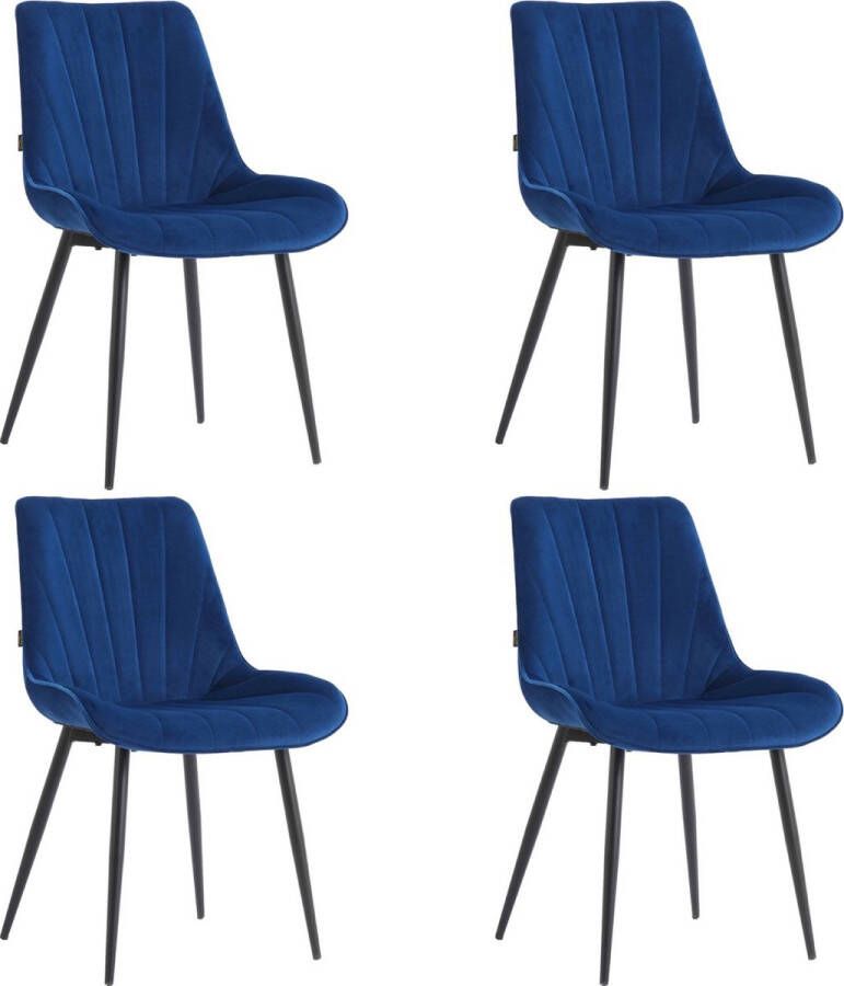 Colenis Lesedi Eetkamerstoel Set Van 4 Blauw Velvet