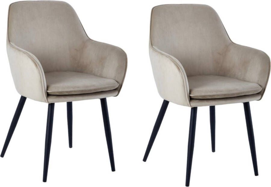 Colenis Levan eetkamerstoel Set Van 2 Beige Velvet Industrieel Met armleuning