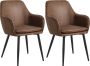 Colenis Levan eetkamerstoel Set Van 2 Cognac Microvezel Met armleuning - Thumbnail 2