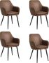 Colenis Levan eetkamerstoel Set Van 4 Cognac Microvezel Industrieel Met armleuning - Thumbnail 3