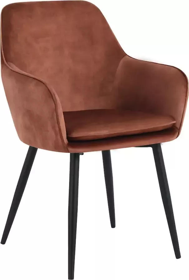 Colenis Levan eetkamerstoel Set Van 4 Oxiderood Fluweel Velvet Industrieel Met armleuning