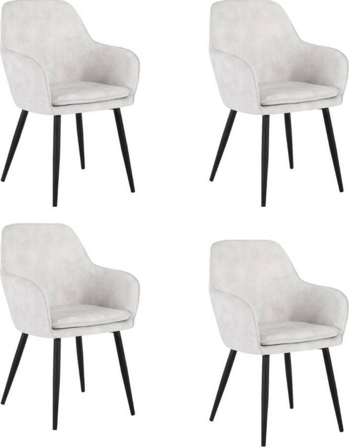 Colenis Levan eetkamerstoel Set Van 4 Wit Fluweel Velvet Industrieel Met armleuning