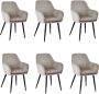 Colenis Levan eetkamerstoel Set Van 6 Beige Fluweel Velvet Industrieel Met armleuning - Thumbnail 2