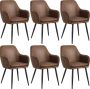 Colenis Levan eetkamerstoel Set Van 6 Cognac Microvezel Industrieel Met armleuning - Thumbnail 3