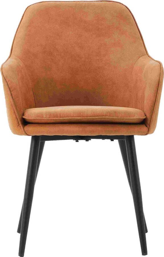 Colenis Levan eetkamerstoel Set Van 6 Cognac Microvezel Industrieel Met armleuning